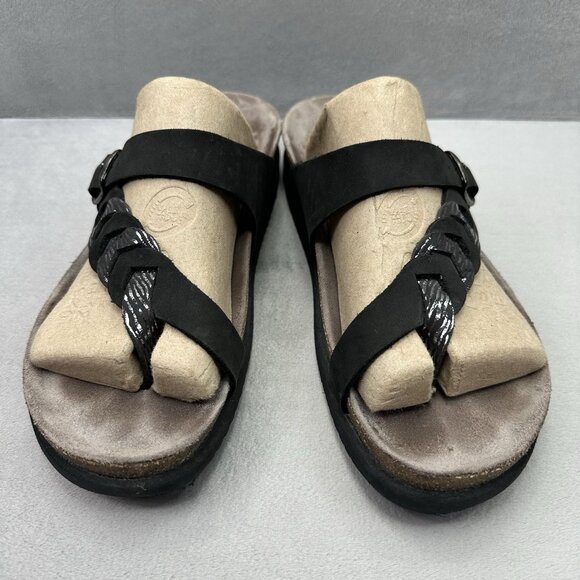 Mephisto Heleonore Womens Size 11 (41) Thong Sandals Black Braided Leather - Picture 2 of 9